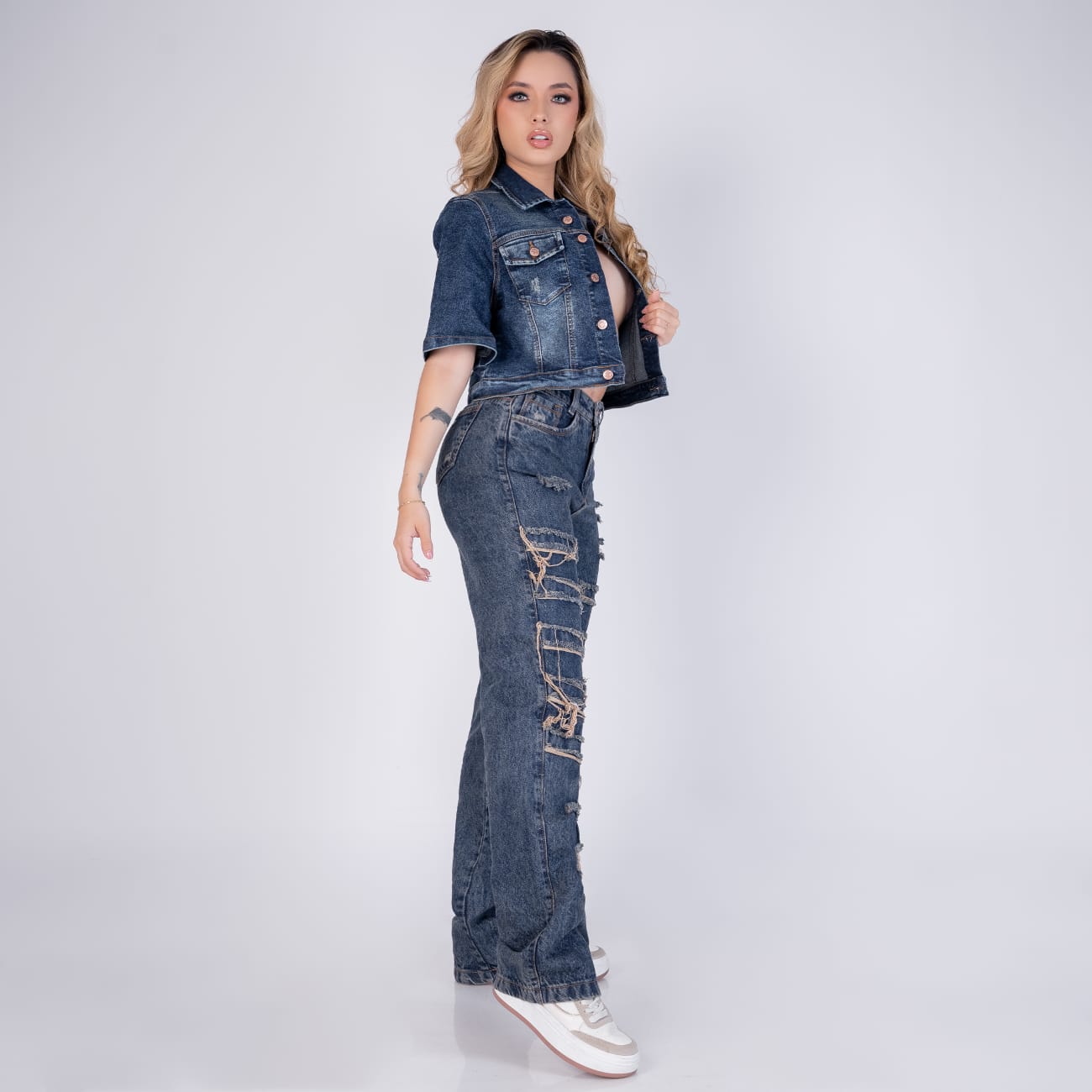 Jean Baggy Dama Tiro Alto Bota Recta Destroyed — BAGGY 90