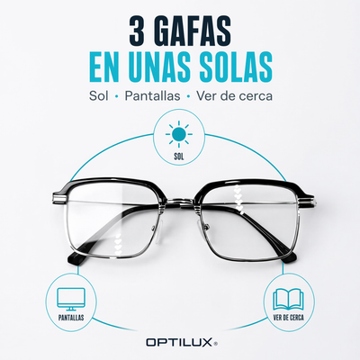 Gafas OPTILUX TR90 — Fotocromáticas 3 en 1 con Filtro de Luz Azul