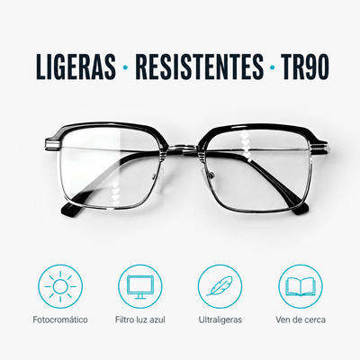 Gafas OPTILUX TR90 — Fotocromáticas 3 en 1 con Filtro de Luz Azul