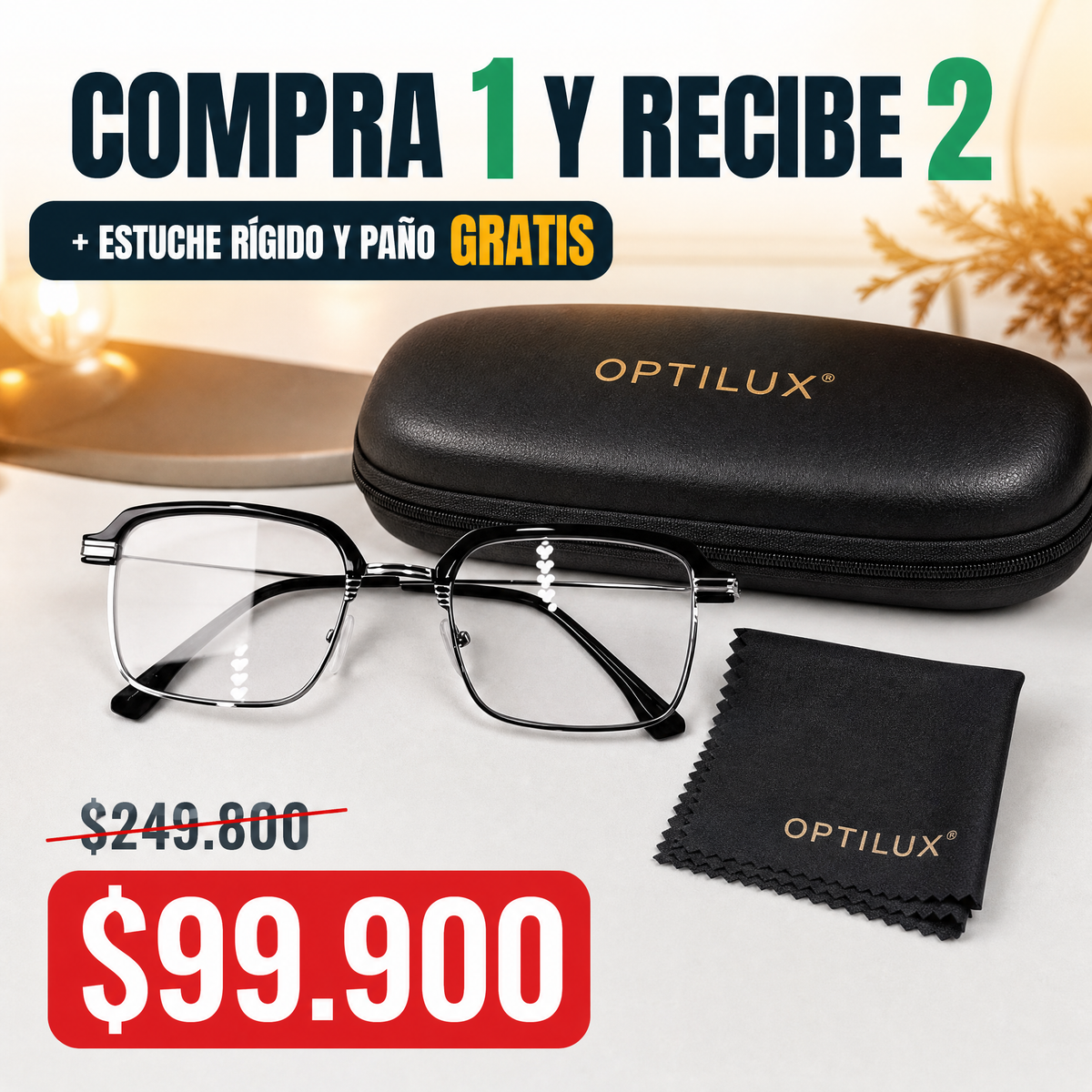 Gafas OPTILUX TR90 — Fotocromáticas 3 en 1 con Filtro de Luz Azul